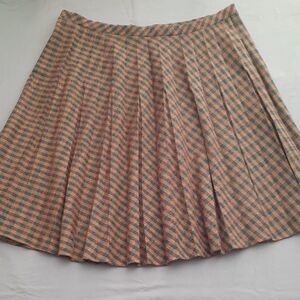 Fire Islander Plaid A-Line Skirt in Orange and Black - Size 42